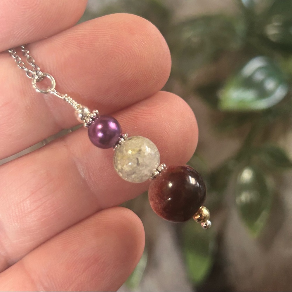 Handcrafted art glass bead drop pendant on chain necklace